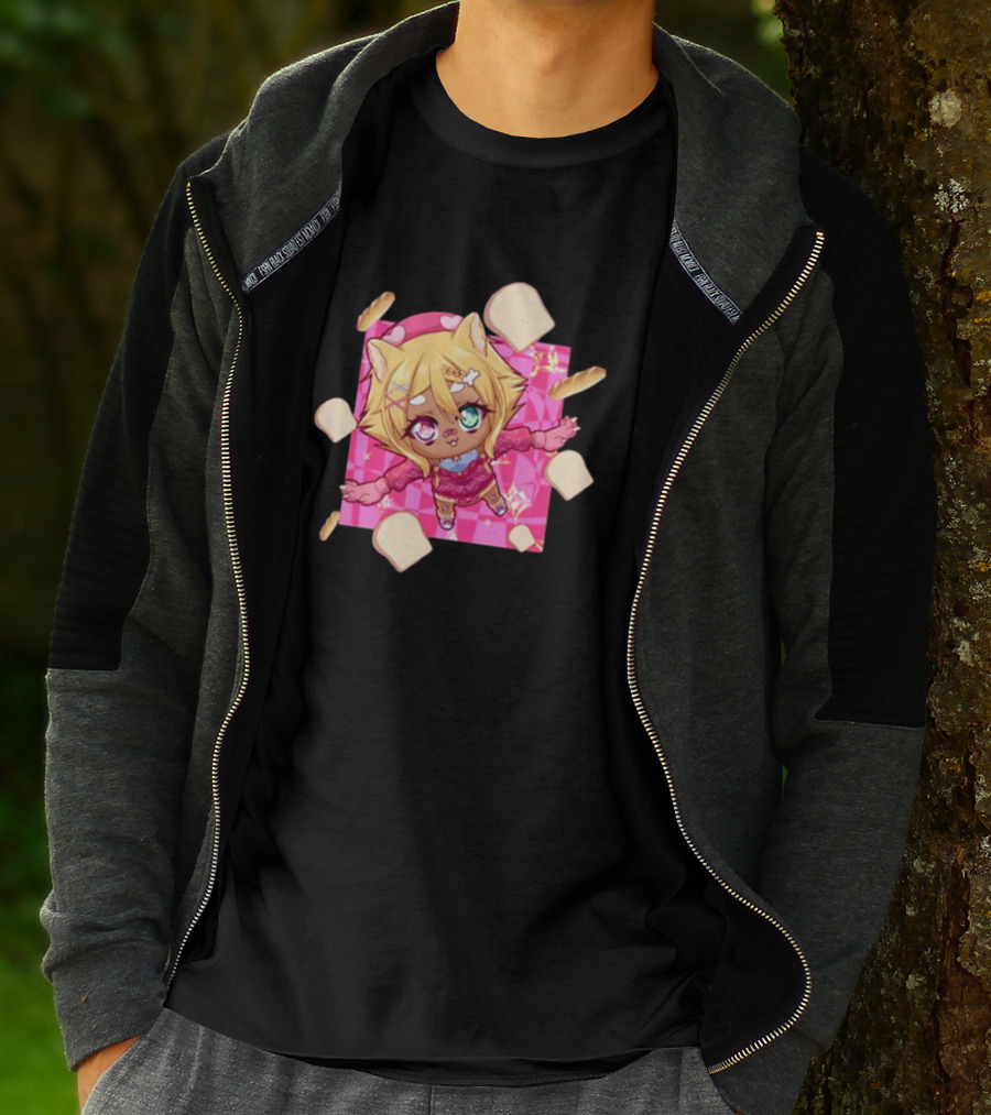 Breadguette Miyu Cute Cat-Eared Character Surrounded By Bread And Baguettes T-Shirt