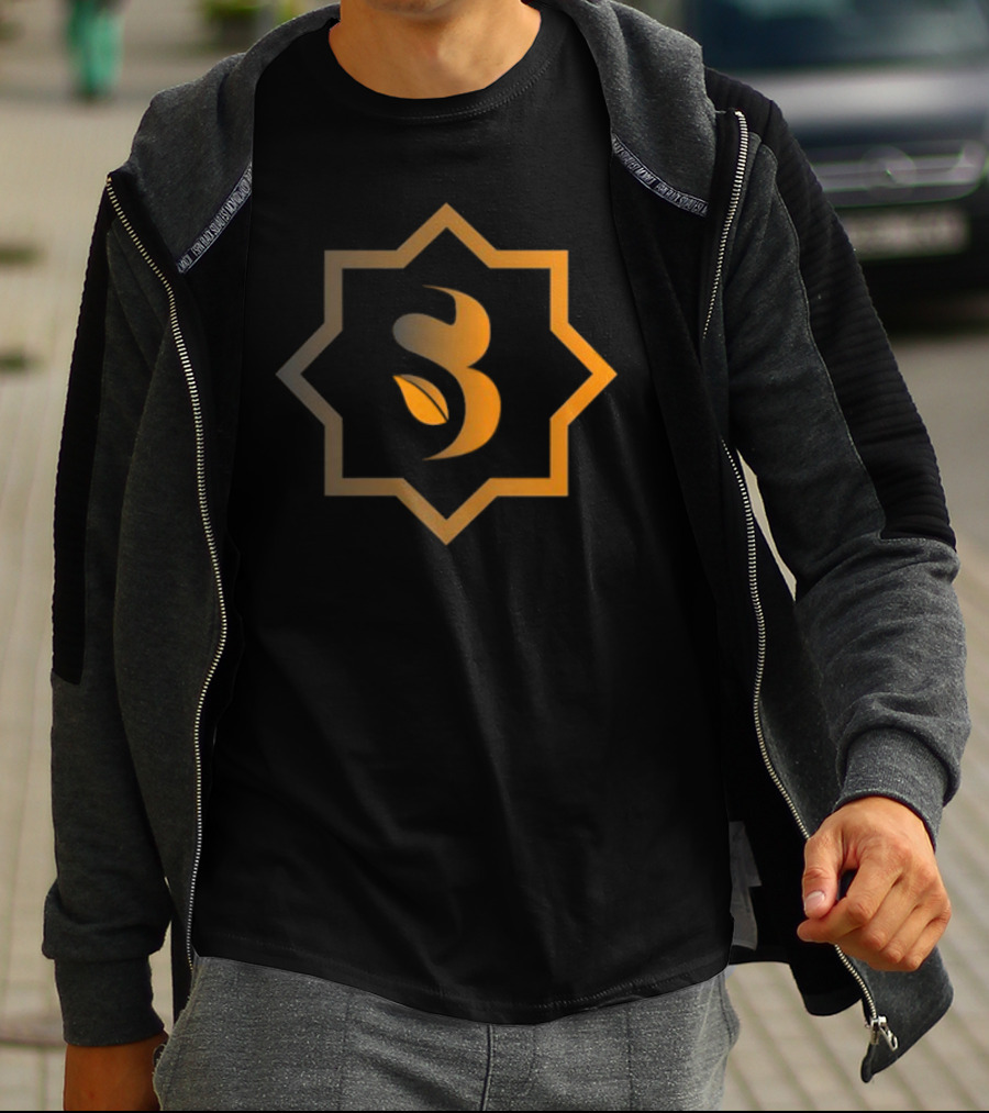 Sidrabank Golden Emblem With Leaf Icon In Star Frame T-Shirt