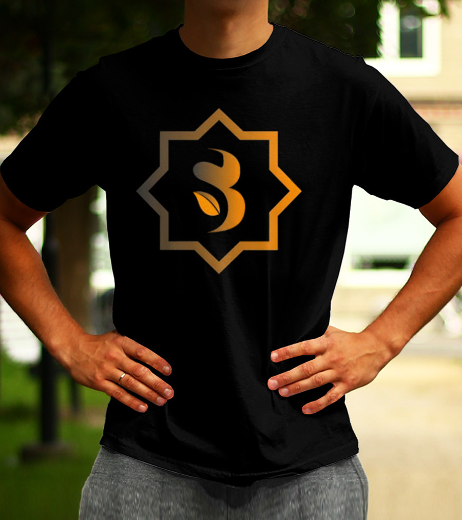Sidrabank Golden Emblem With Leaf Icon In Star Frame T-Shirt