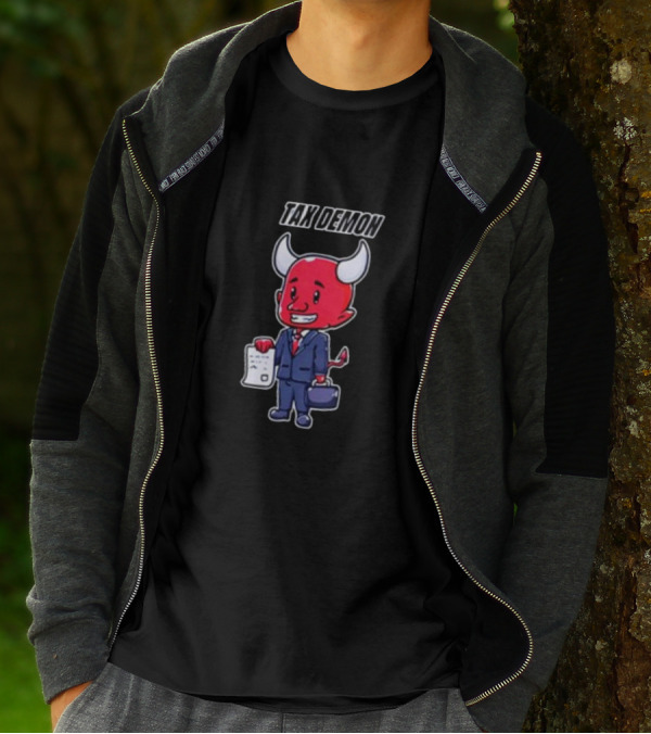 Cold Ones Tax Demon Suit Holding Document T-Shirt