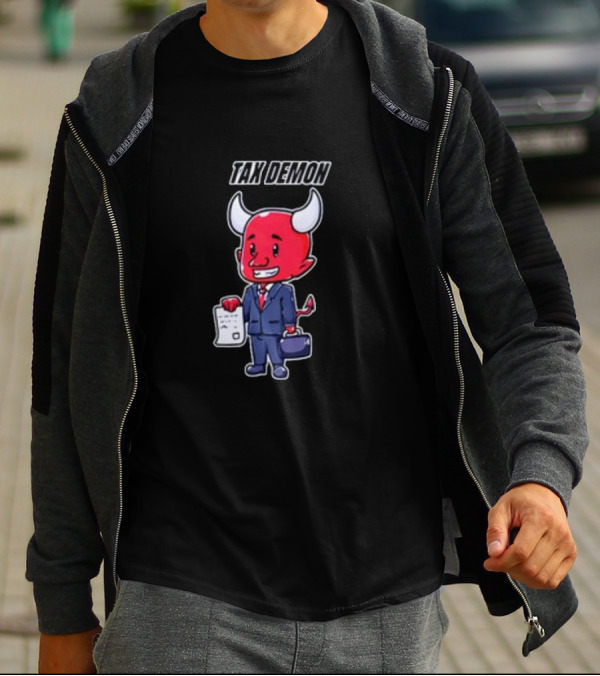 Cold Ones Tax Demon Suit Holding Document T-Shirt