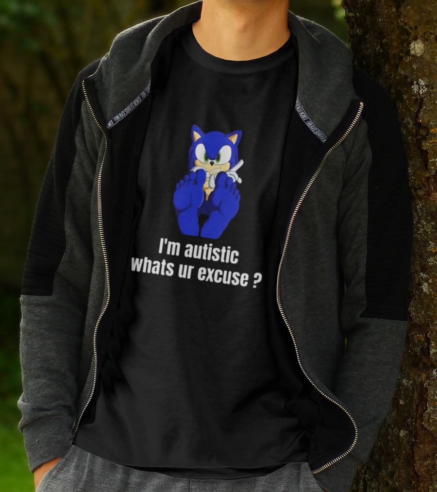 I'm Autistic Whats Ur Excuse Blue Cartoon Character Sitting T-Shirt