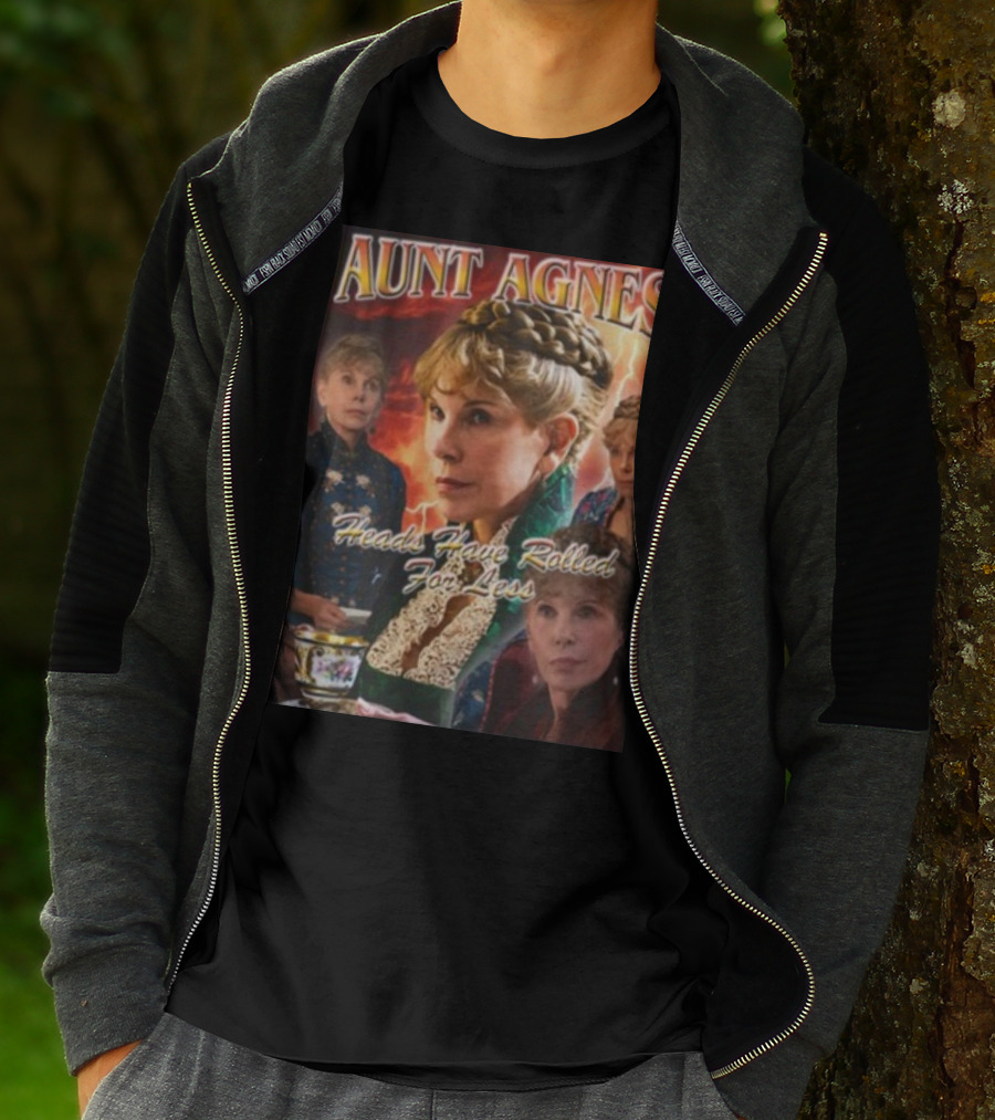 Aunt Agnes Heads Have Rolled For Less Dramatic Portraiture With Bold Text And Victorian T-Shirt
