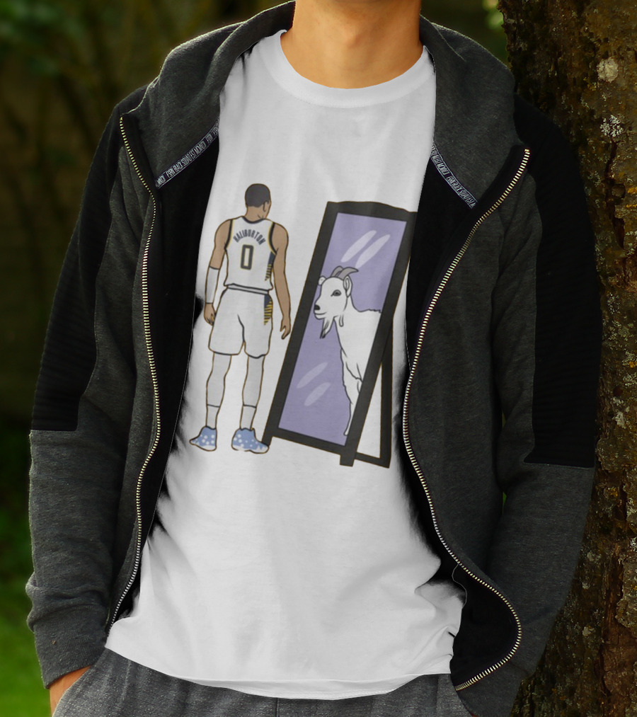 Tyrese Haliburton 0 Reflecting Goat In Mirror T-Shirt