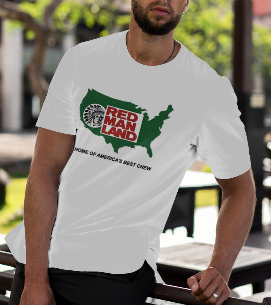 Cornbreadcountryclub Red Man Land Home Of America's Best Chew Map T-Shirt