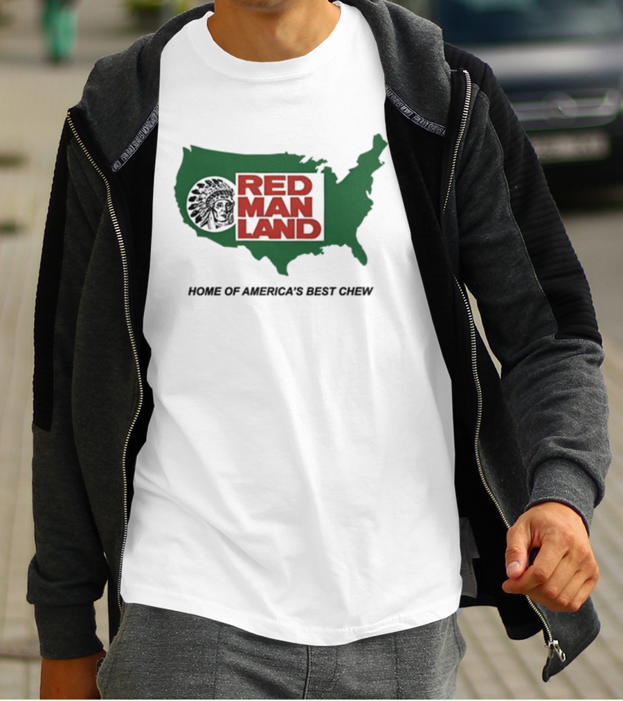 Cornbreadcountryclub Red Man Land Home Of America's Best Chew Map T-Shirt