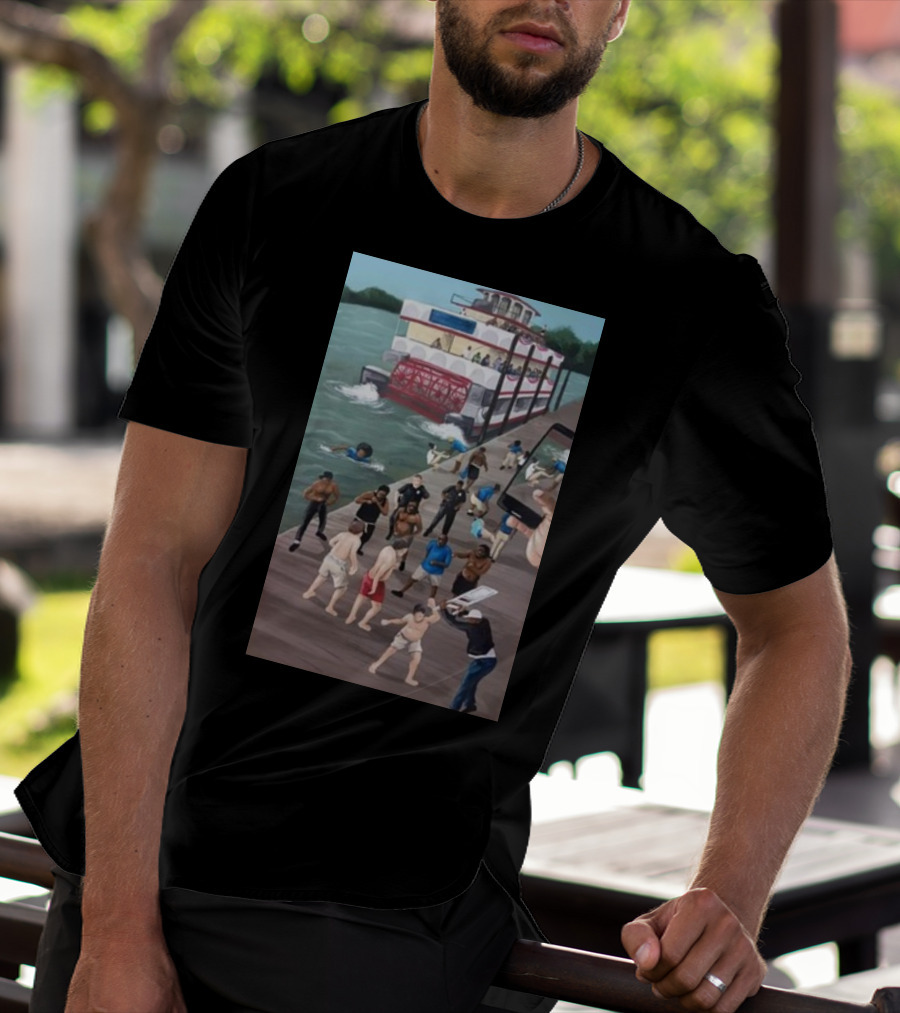 Kenny Akers Alabama River Brawl Boat Dock Scene T-Shirt