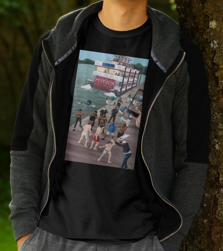 Kenny Akers Alabama River Brawl Boat Dock Scene T-Shirt