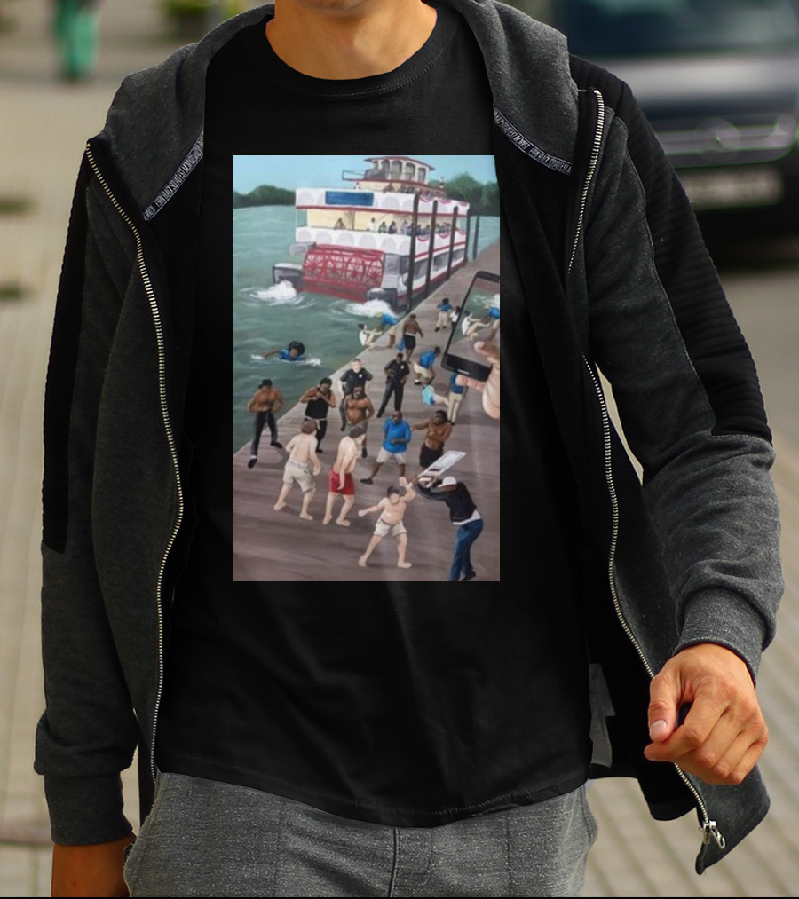 Kenny Akers Alabama River Brawl Boat Dock Scene T-Shirt