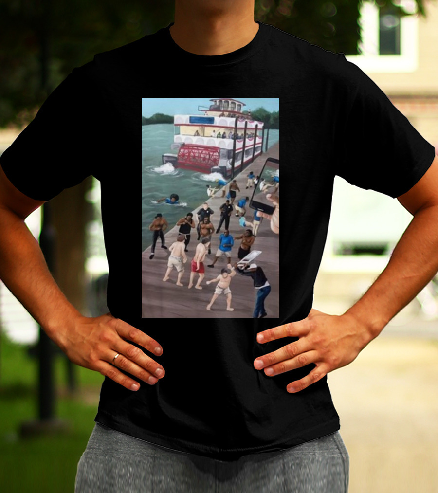 Kenny Akers Alabama River Brawl Boat Dock Scene T-Shirt