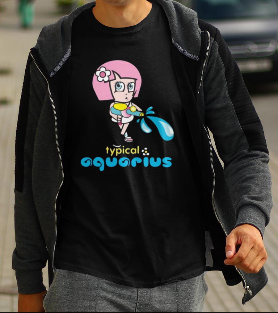 Typical Aquarius Cute Cartoon Girl With Water Splash T-Shirt