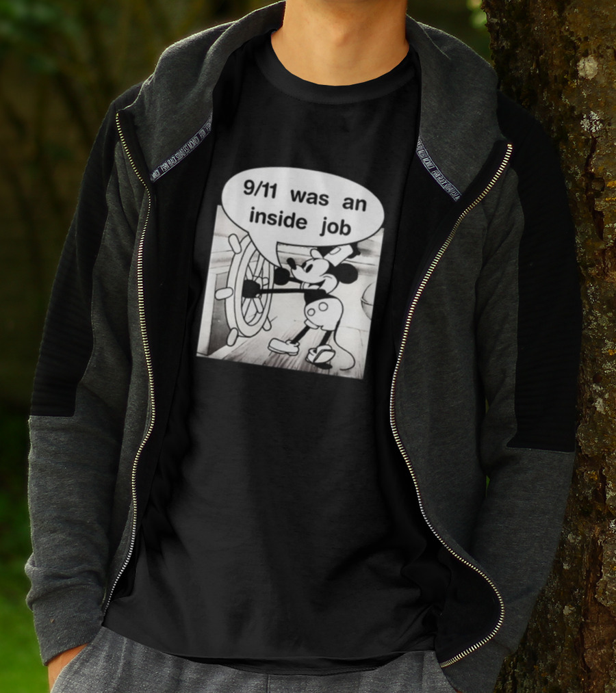 9/11 Was An Inside Job Mickey Mouse Steering Wheel T-Shirt