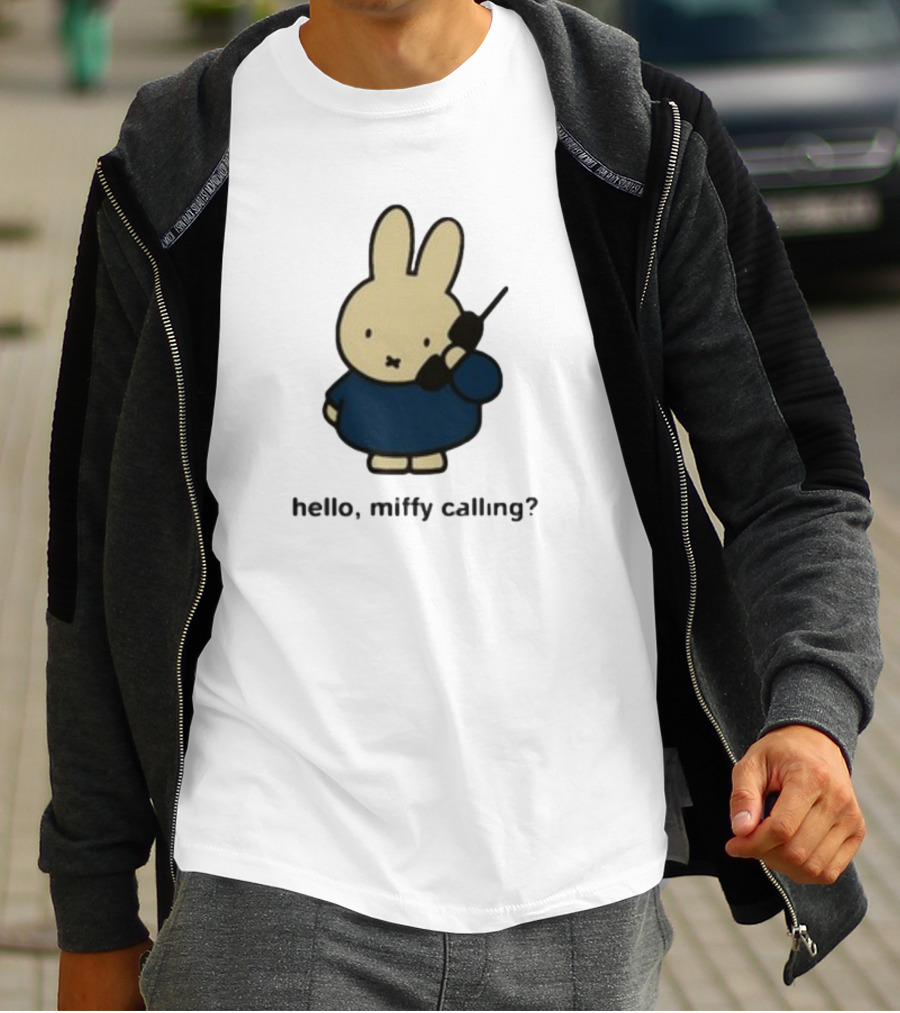 Misty Horizons Miffy Calling Cute Character Phone Conversation T-Shirt
