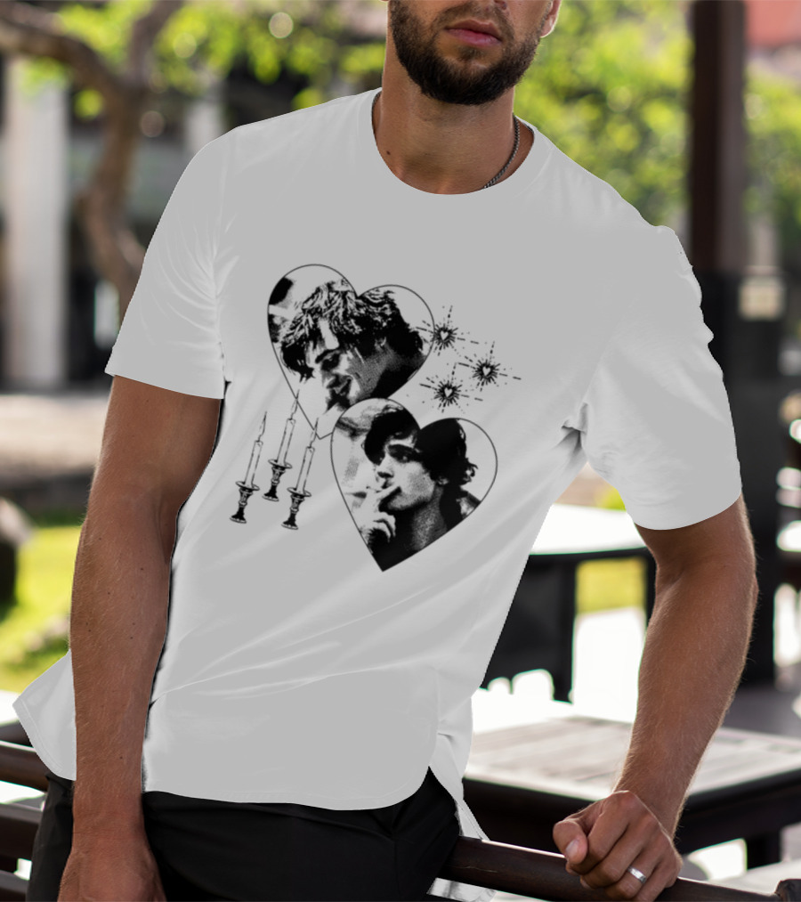 Mustardyardpress Saltburn Felix Hearts Candlelight Portraits T-Shirt