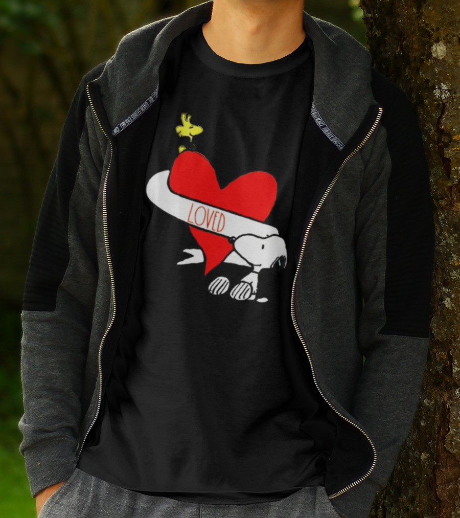 Rae Dunn X Peanuts Loved Snoopy Woodstock Red Heart T-Shirt