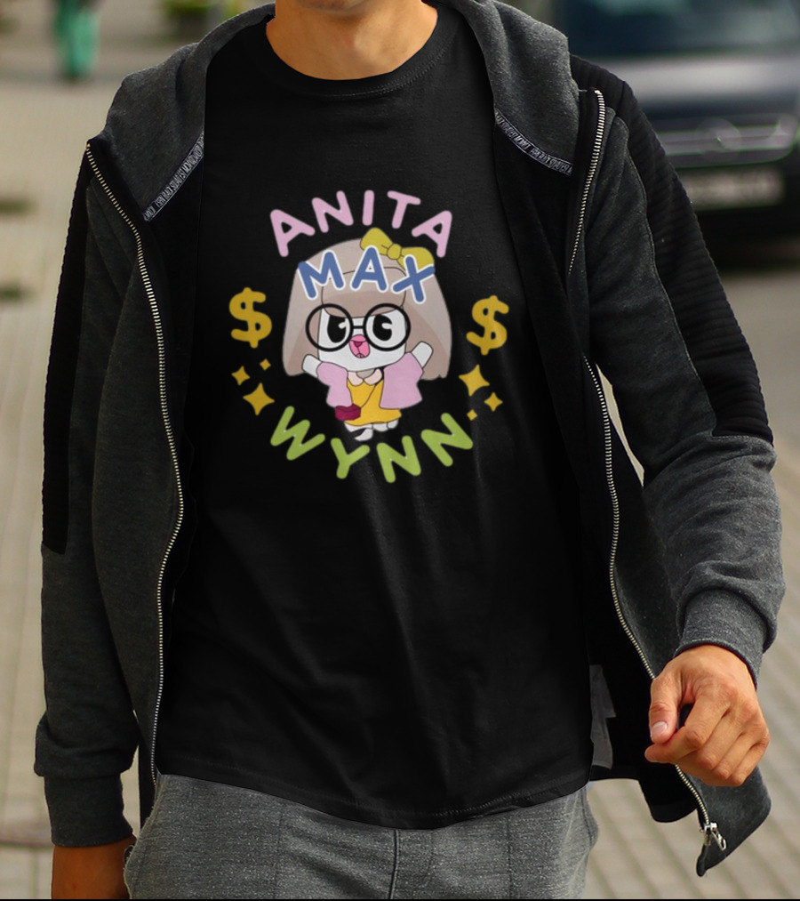 Anita Max Wynn Funnyahhtees Cartoon Character With Glasses And Dollar Signs T-Shirt