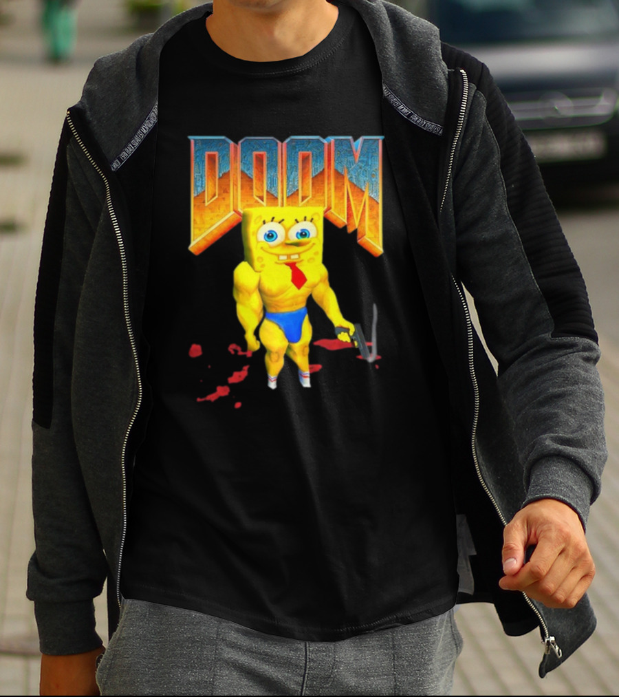 Doom Spongebob Teenhearts Muscular Parody Crossover T-Shirt