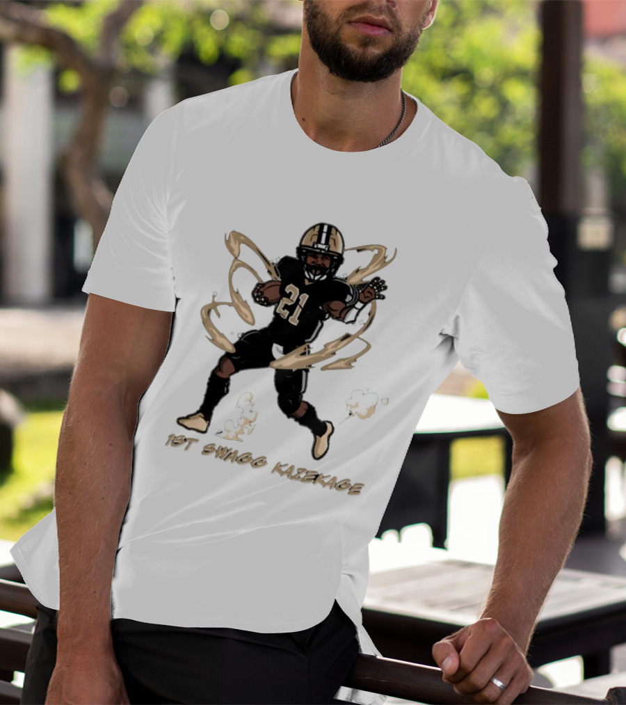 1St Swagg Kazekage Football Player Number 21 With Gold Aura T-Shirt