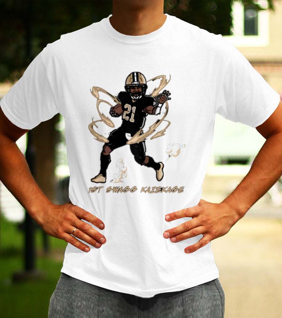 1St Swagg Kazekage Football Player Number 21 With Gold Aura T-Shirt