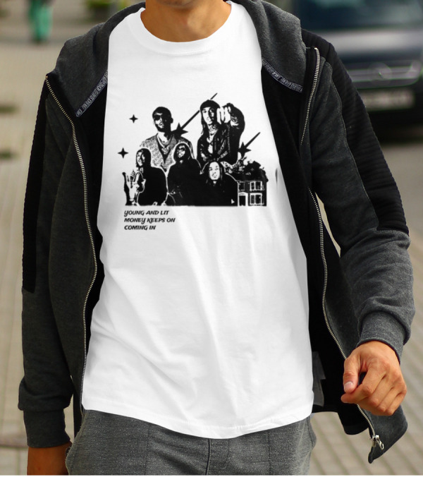 Maaza Shop Young And Lit Money Keeps On Coming In Iconic Figures And House Scene T-Shirt