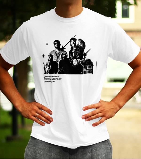 Maaza Shop Young And Lit Money Keeps On Coming In Iconic Figures And House Scene T-Shirt