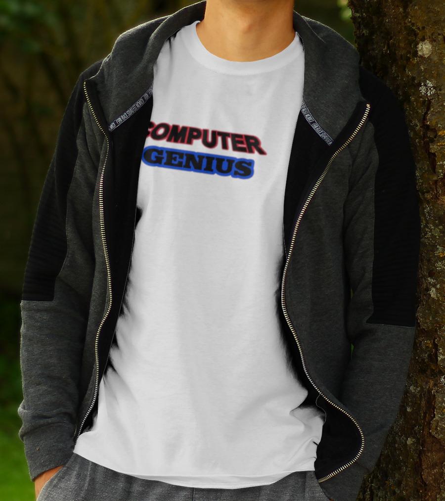 Omweekend Red Blue Computer Genius T-Shirt