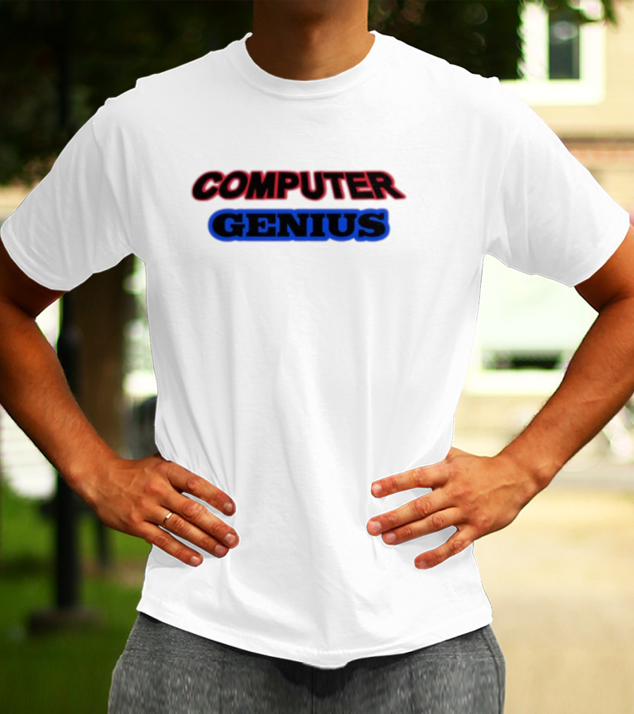 Omweekend Red Blue Computer Genius T-Shirt
