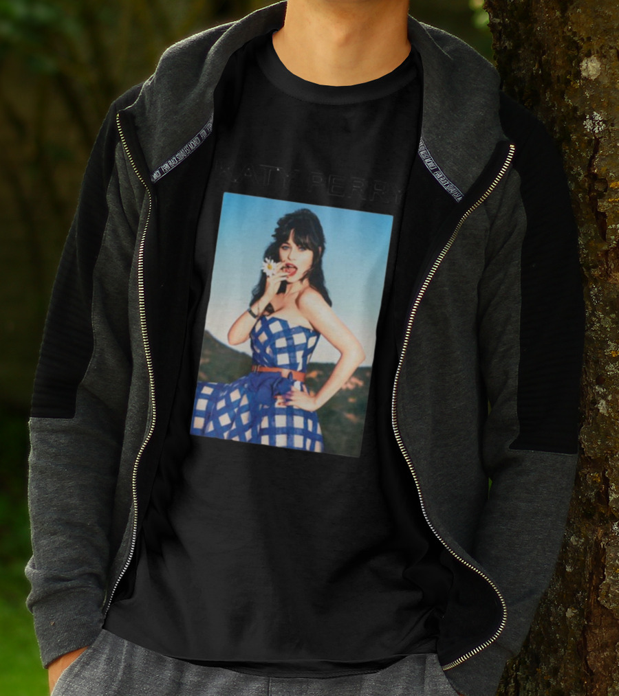 Katy Perry Blue Checkered Dress Photo T-Shirt