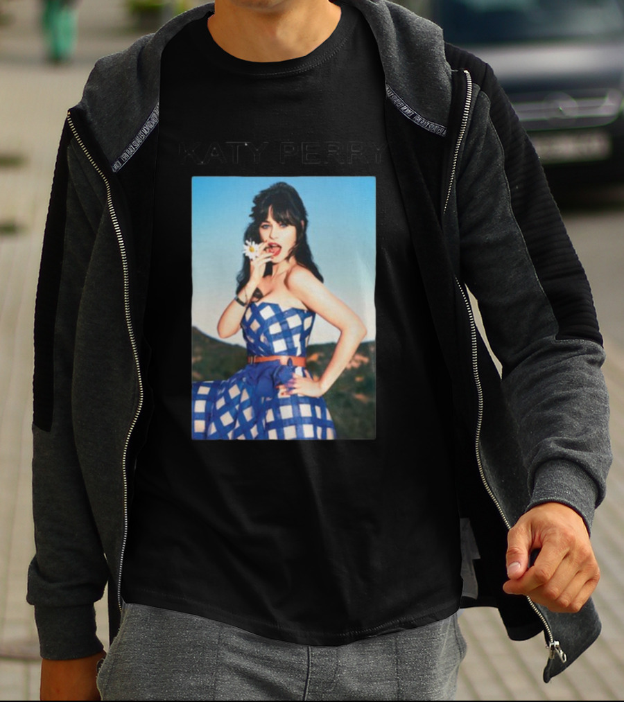Katy Perry Blue Checkered Dress Photo T-Shirt
