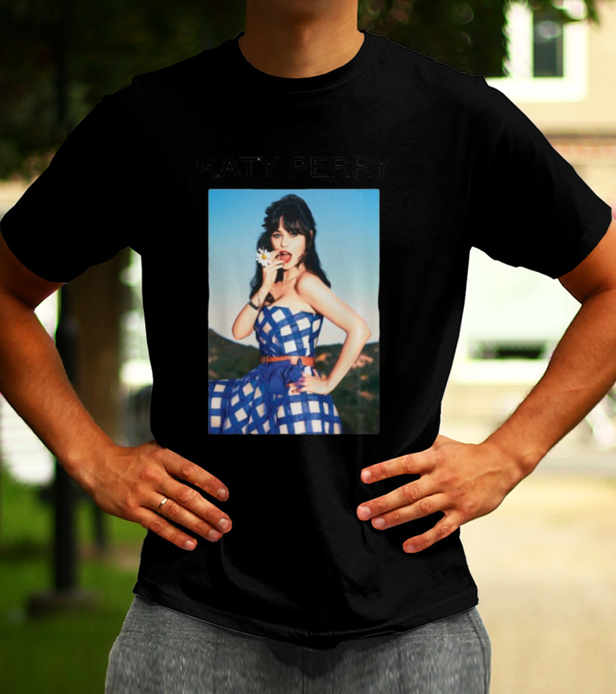 Katy Perry Blue Checkered Dress Photo T-Shirt