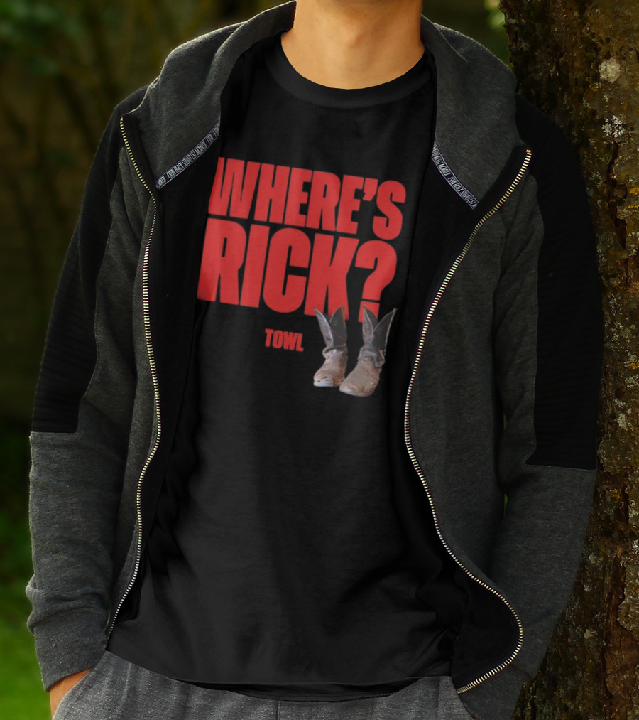 WHERE'S RICK TOWL Cowboy Boots Mystery T-Shirt