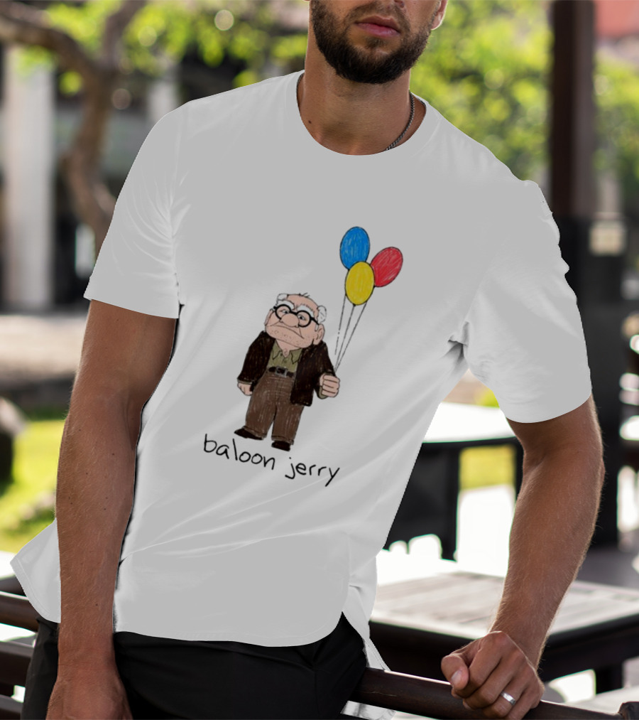 Baloon Jerry Elderly Cartoon Holding Colorful Balloons T-Shirt