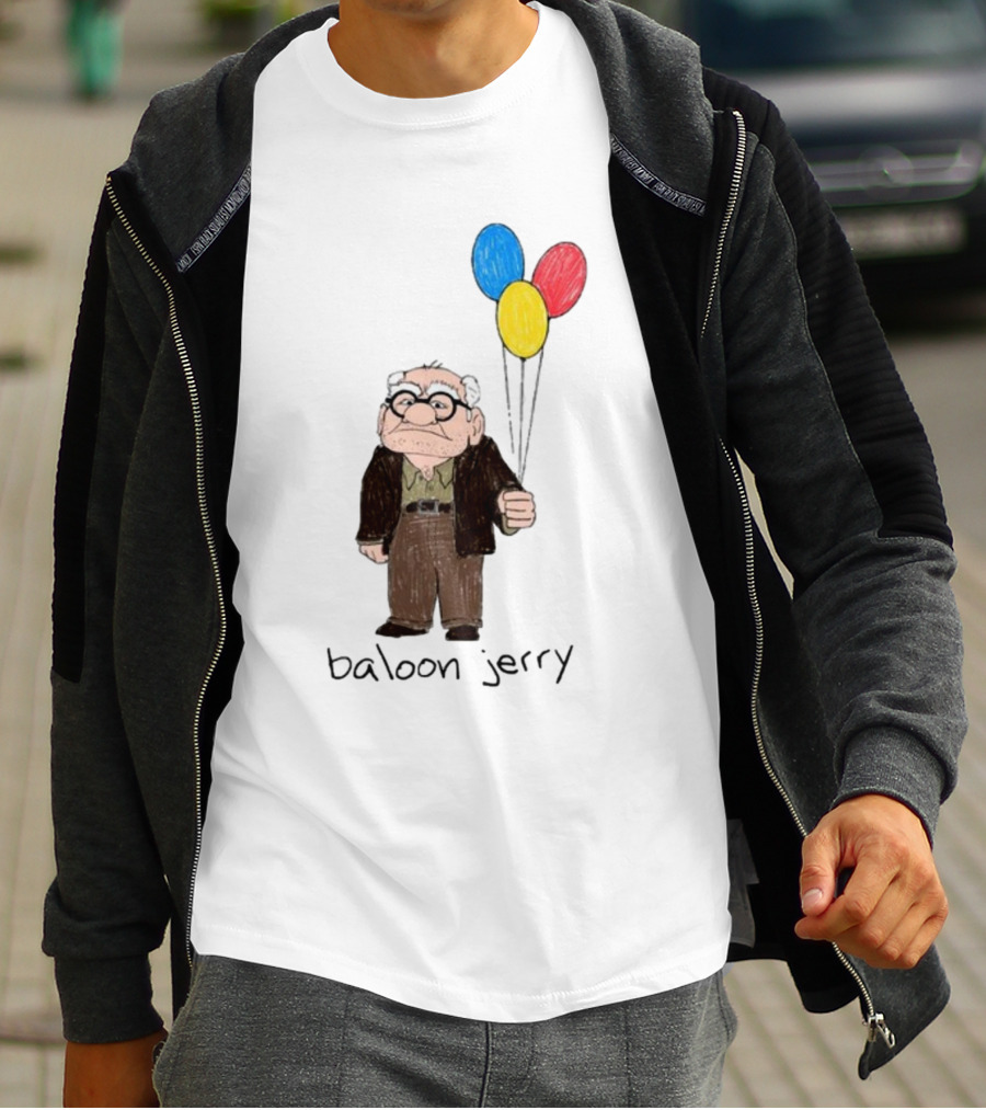 Baloon Jerry Elderly Cartoon Holding Colorful Balloons T-Shirt