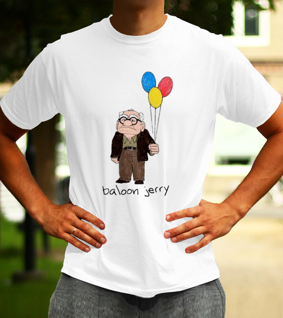 Baloon Jerry Elderly Cartoon Holding Colorful Balloons T-Shirt