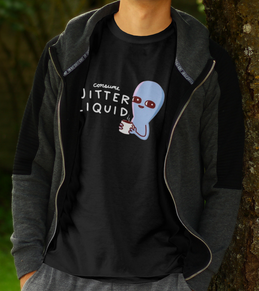 Consume Jitter Liquid Cute Alien With Coffee Mug T-Shirt