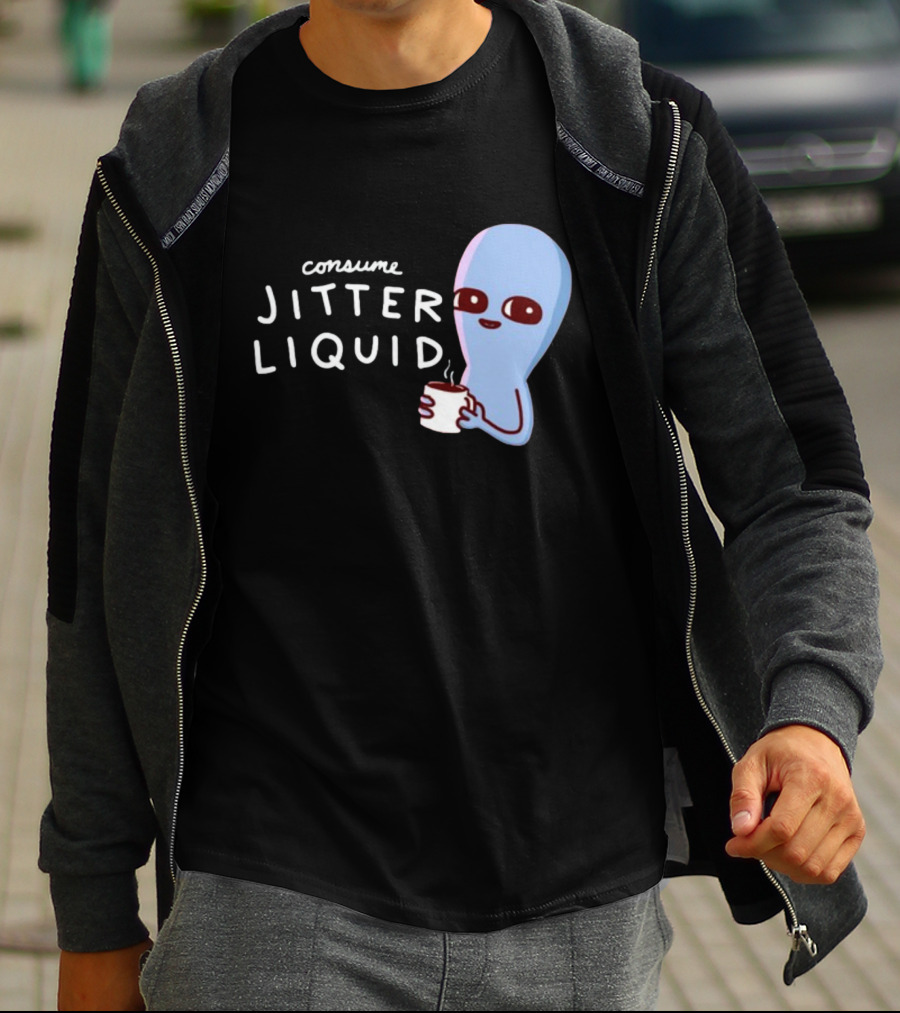 Consume Jitter Liquid Cute Alien With Coffee Mug T-Shirt