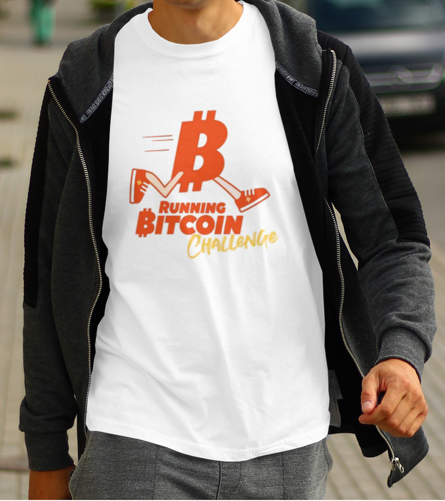 Fran Finney Running Bitcoin Challenge Icon With Sneaker Dollar T-Shirt