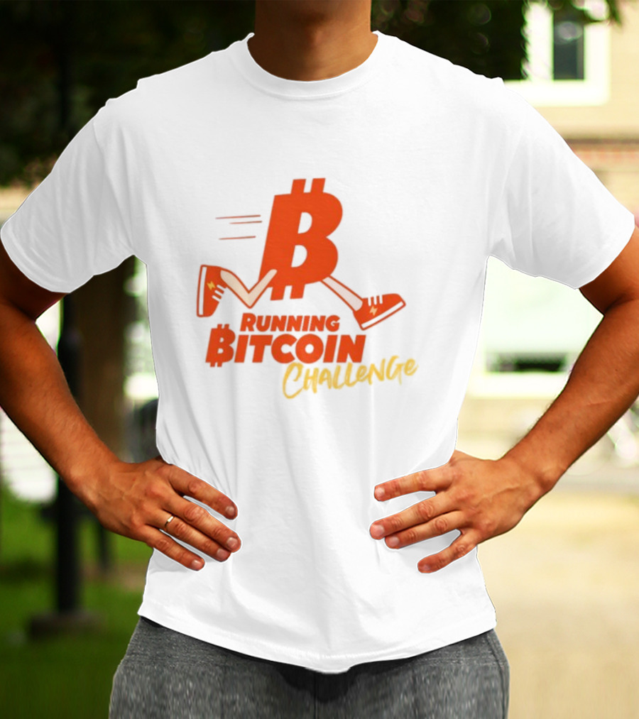 Fran Finney Running Bitcoin Challenge Icon With Sneaker Dollar T-Shirt