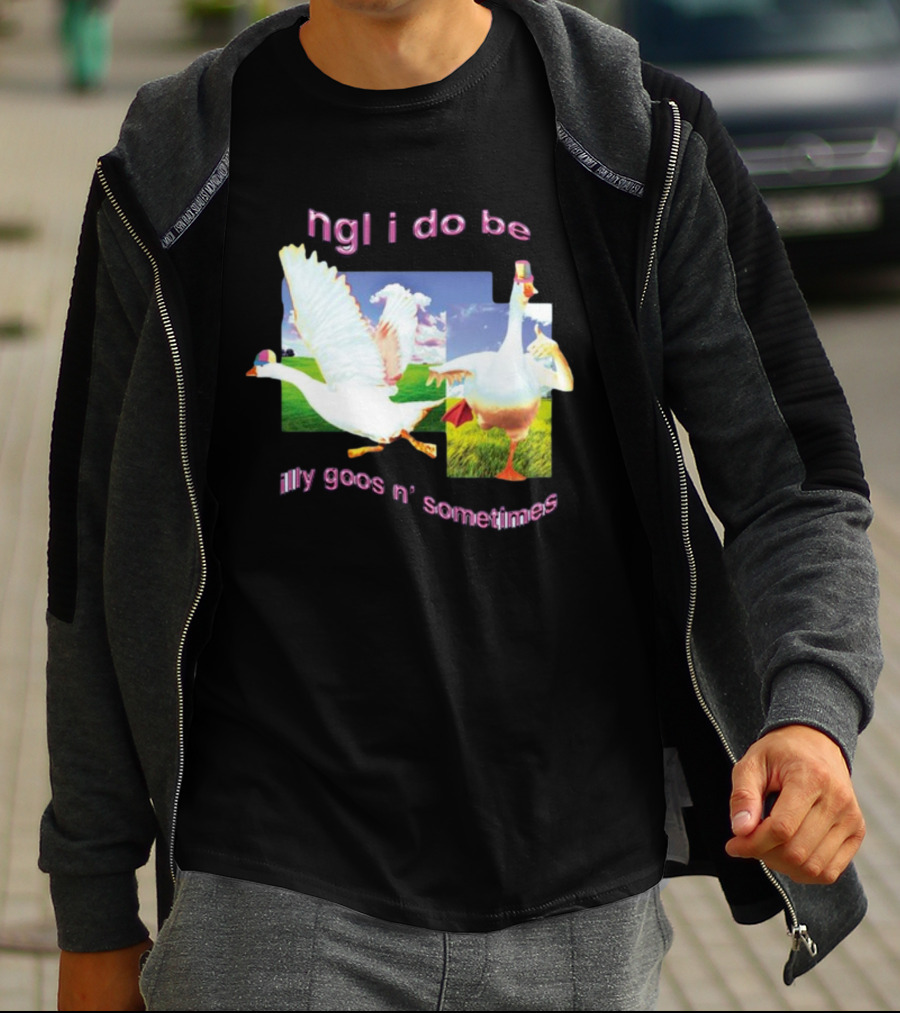 Ngl I Do Be Silly Goosin' Sometimes Goose Humor Fun Playful T-Shirt