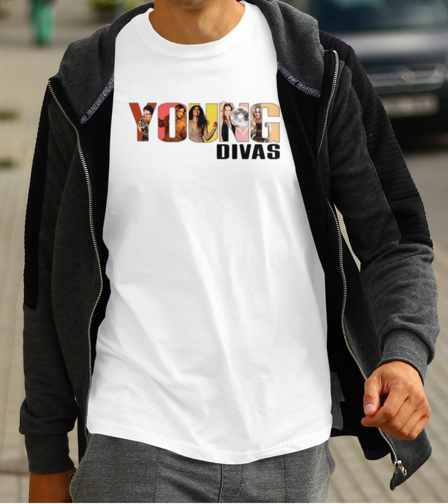 YOUNG DIVAS Photomontage Letters T-Shirt