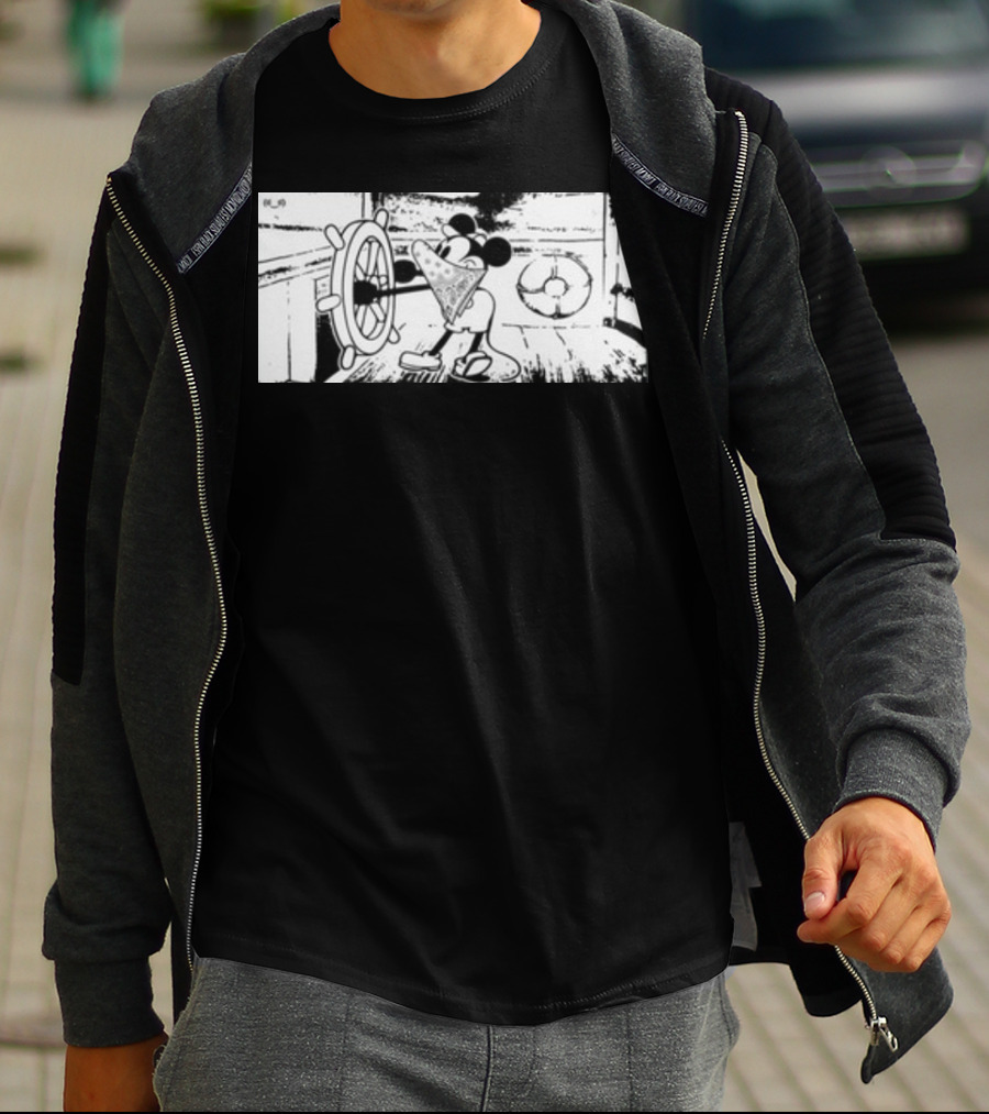 Memeulous Mickey Hood Vintage Steamboat Pizza Sailor T-Shirt