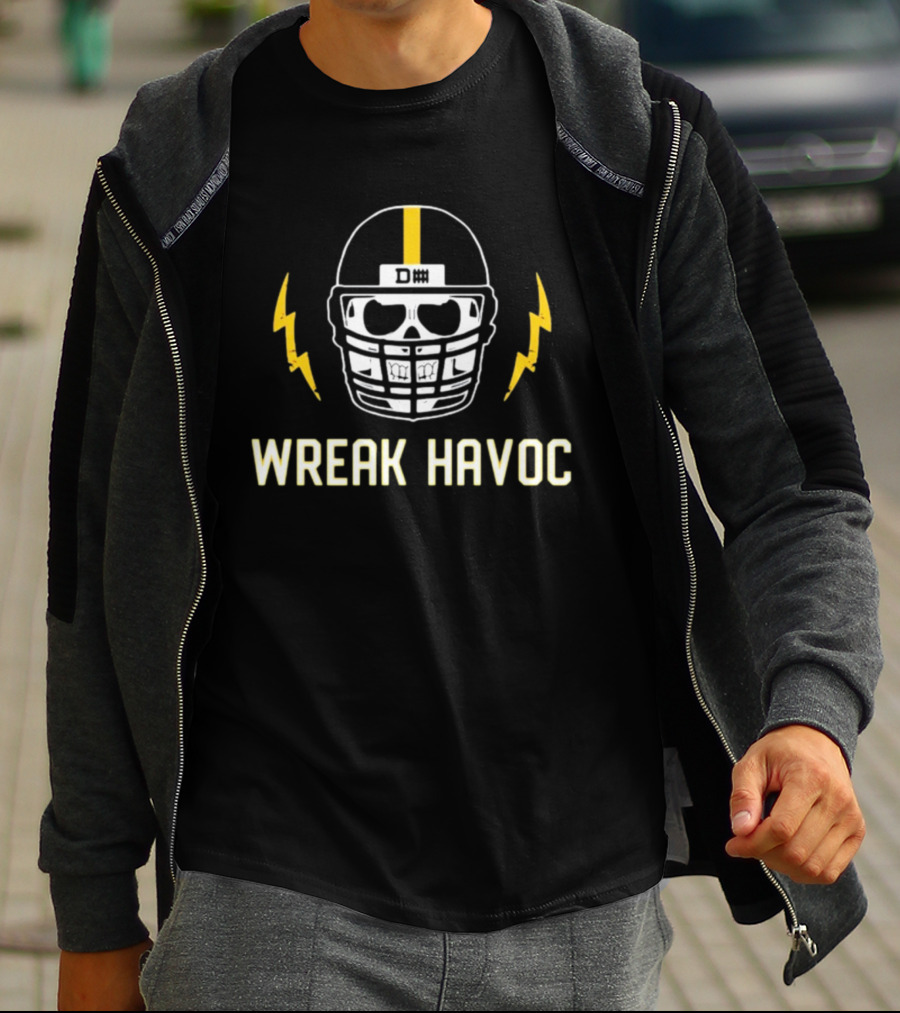 Pittsburgh Defense Skull Helmet Wreak Havoc T-Shirt