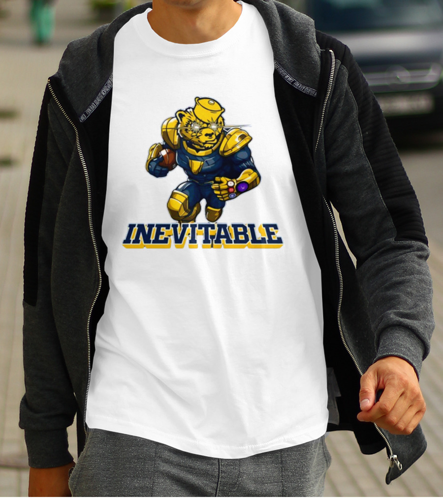 Michigan Inevitable Bear In Armor Football Character T-Shirt