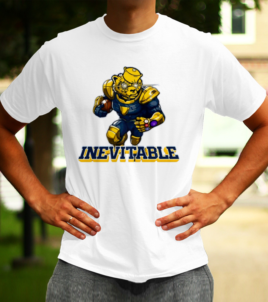 Michigan Inevitable Bear In Armor Football Character T-Shirt