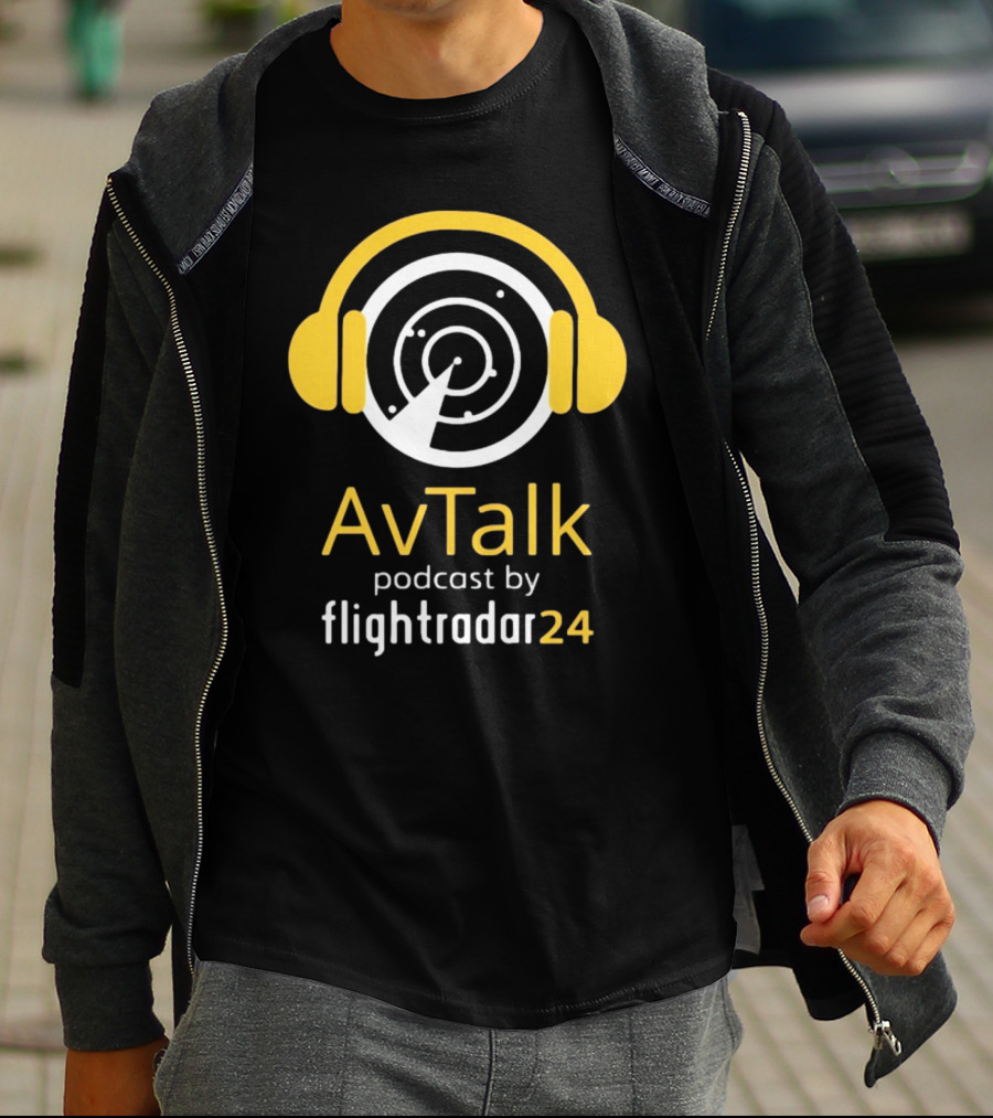 Steve Giordano Wearing Avtalk Podcast Logo By Flightradar24 T-Shirt