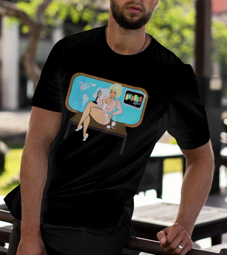Broski Report News Blonde Host With Microphone And World Map T-Shirt