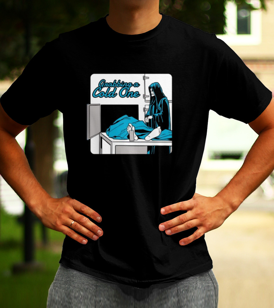 Grabbing A Cold One Grim Reaper With Feet On Morgue Table T-Shirt