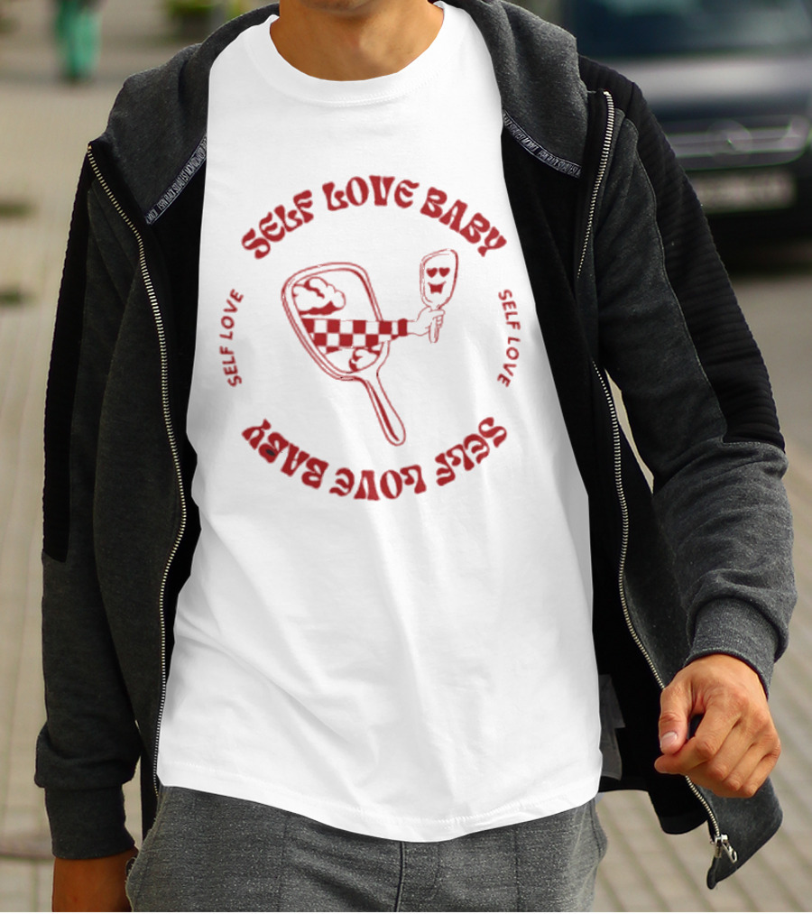 Self Love Baby Hand Mirror Reflection Checkered Arm Hearts T-Shirt