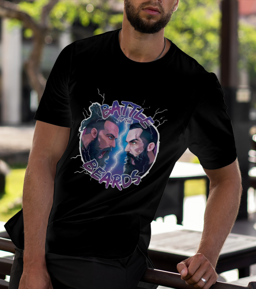 BATTLE OF THE BEARDS Showdown Clash Thunder Bolts T-Shirt
