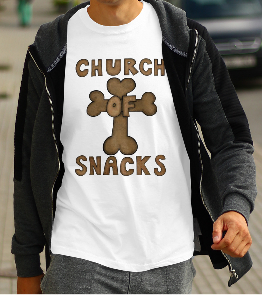 Church Of Snacks Bone Cookie Cross T-Shirt